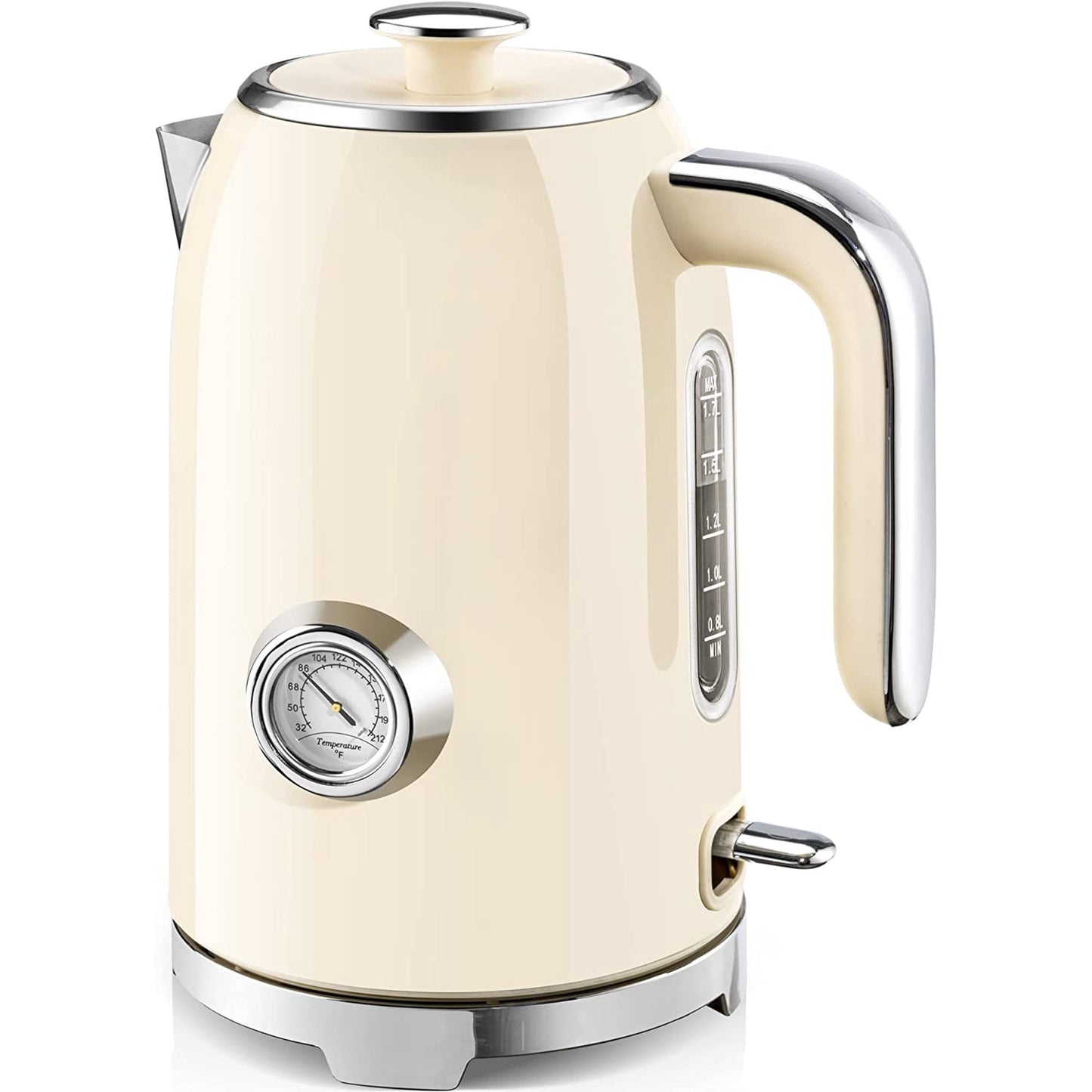 SUSTEAS Electric Kettle - 57oz Hot Tea Kettle Water Boiler with Thermometer, 1500W Fast Heating Stainless Steel Tea Pot, Cordless with LED Indicator, Auto Shut-Off & Boil Dry Protection, Retro Green